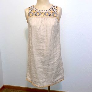C&C California Linen Dress with embroidery detail